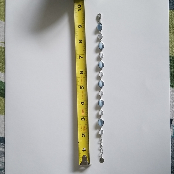 925 Sterling Silver Grey Blue Stones Bracelet - Picture 9 of 10